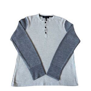 Rag & Bone Henley Shirt Sweater Long Sleeve Merino Wool Blend Gray Cream size La
